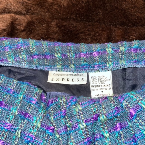 Express, asymmetrical skirt, multi green/ pink tweed like fits like a 4 - Picture 3 of 5